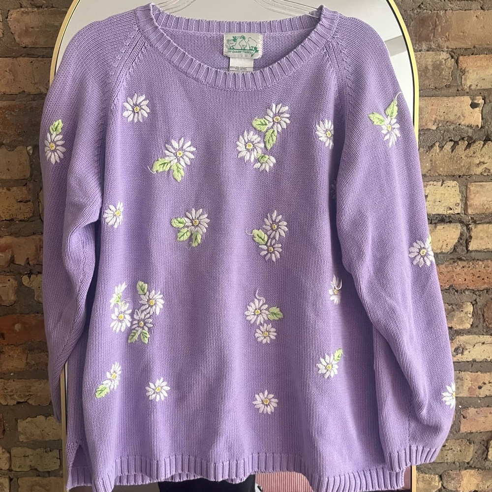 Quacker Factory Daisy Embroidered Sweater